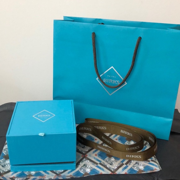 Birks Necklace and Earring Box Ribbon and Packaging - Picture 1 of 5
